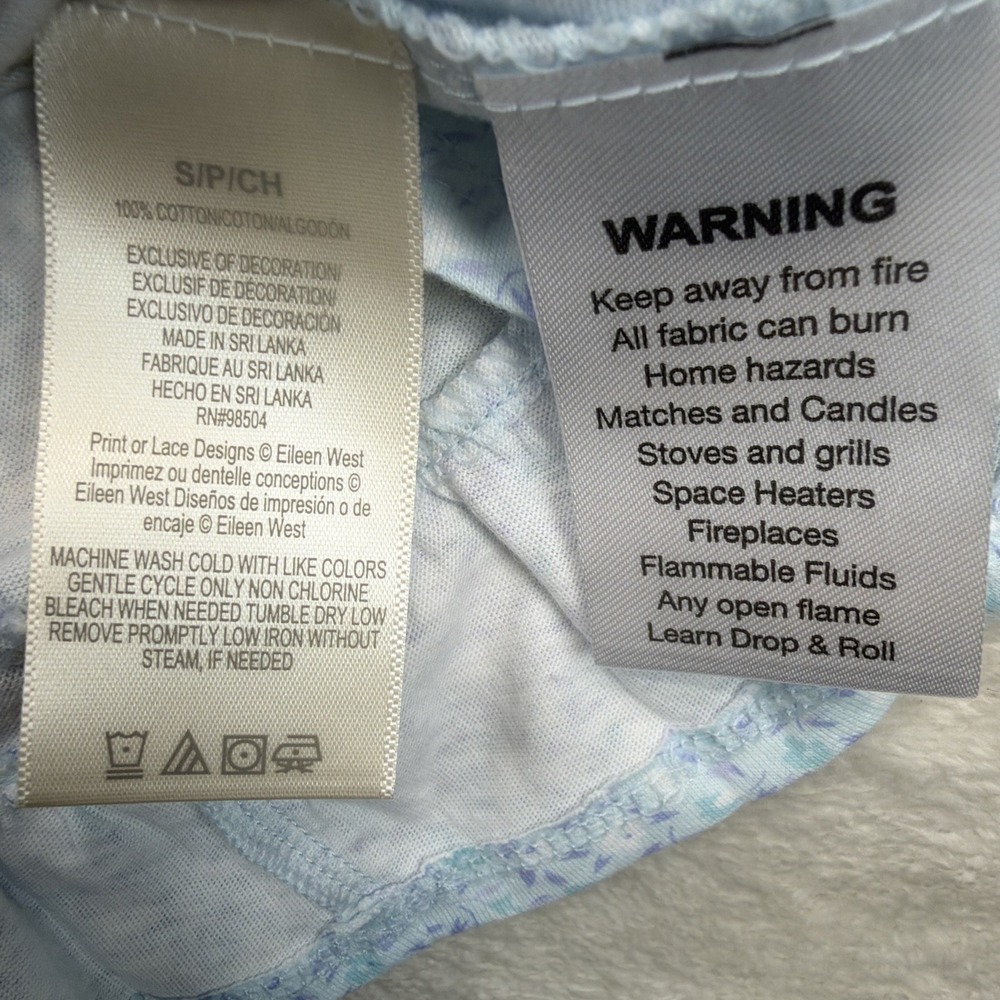 Eileen West White Meadow Blue Floral Cotton Cap Sleeve Nightgown Small NWT - Picture 6 of 9
